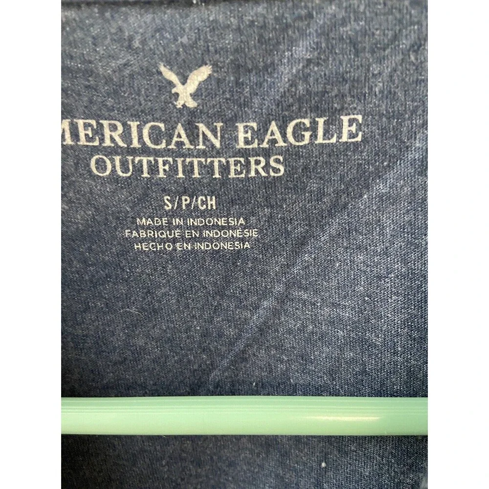 American Eagle Color Block T Shirt Womens Size S Blue Crew Neck Short Sleeved